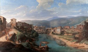 チボリでのアニエンの眺め、c.1710-15 作： Gaspar van Wittel